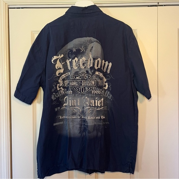 Harley Davidson men 100% cotton Freedom Ain’t Quiet button up short sleeve. Sz L - Picture 1 of 10